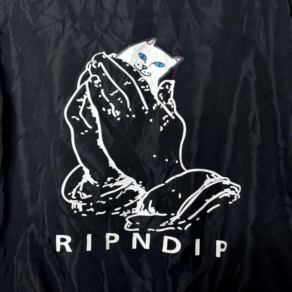 Ripndip Jacket Adult Medium Praying Cat Logo Windbreaker Black Hypebeast Hipster